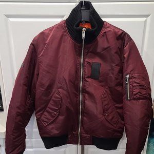 THE KOOPLES MAROON BOMBER JACKET WITH ORANGE LINING
